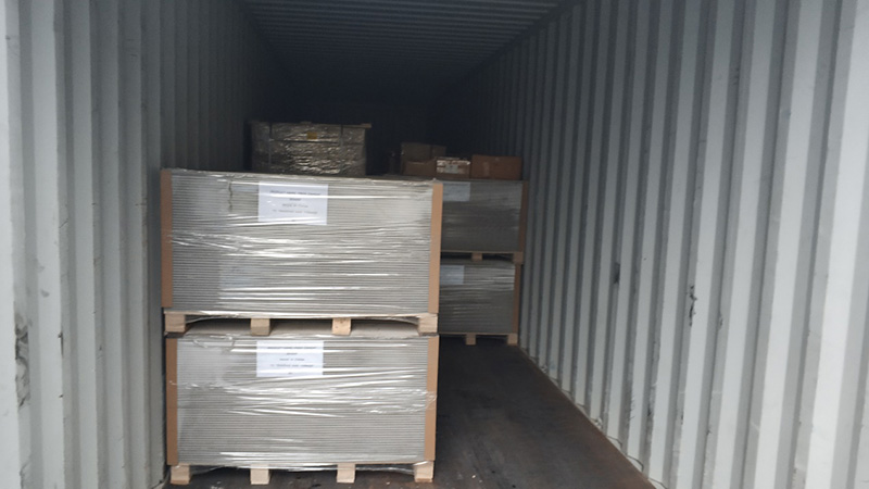 We load goods and export fiber cement board to Trinidad and Tobago